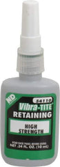 Vibra-Tite - 10 mL Bottle, Green, High Strength Liquid Retaining Compound - Series 541, 24 hr Full Cure Time, Heat Removal - USA Tool & Supply