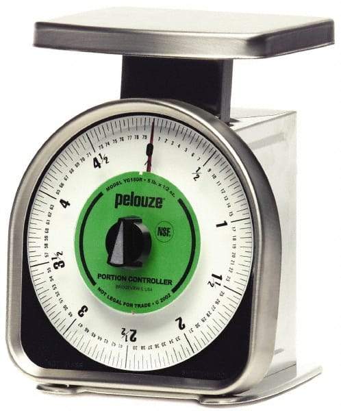 Pelouze - 5 Lb. Capacity, Analog Dial Portion Control Scale - 1/2 oz. Graduation, 6 x 4-3/4" Platform - USA Tool & Supply