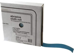 Value Collection - 1-1/2" x 50 Yd 320 Grit Aluminum Oxide Cloth Roll - Extra Fine Grade, J Weighted Backing - USA Tool & Supply