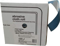 Value Collection - 1-1/2" x 50 Yd 100 Grit Aluminum Oxide Cloth Roll - Fine Grade, J Weighted Backing - USA Tool & Supply