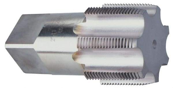 Hertel - 1-1/2 - 11-1/2 NPTF Thread, 7 Flute Standard Pipe Tap - 4-1/4" OAL, 1-3/4" Thread Length, 1-1/2" Shank Diam, TiCN Finish, High Speed Steel - Exact Industrial Supply