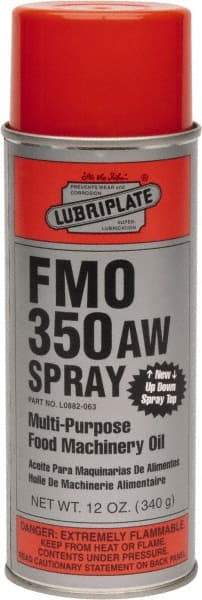 Lubriplate - 9.5 oz Aerosol Mineral Multi-Purpose Oil - SAE 20, ISO 68, 65 cSt at 40°C & 9 cSt at 100°C, Food Grade - USA Tool & Supply