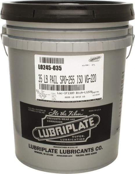 Lubriplate - 5 Gal Pail, Mineral Gear Oil - 1044 SUS Viscosity at 100°F, 95 SUS Viscosity at 210°F, ISO 220 - USA Tool & Supply