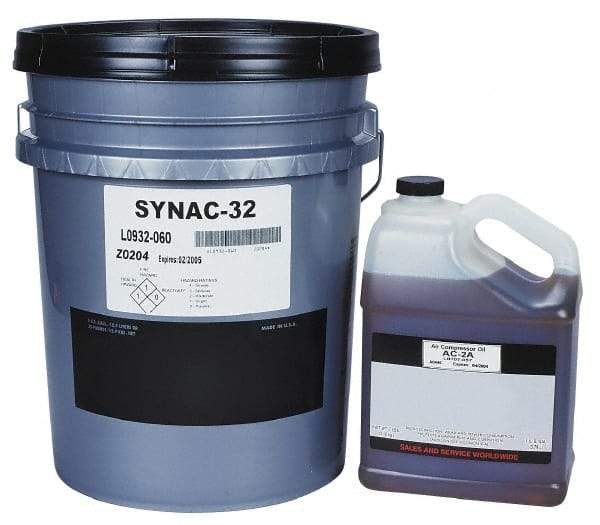 Lubriplate - 5 Gal Pail, ISO 32, SAE 10, Air Compressor Oil - 155 Viscosity (SUS) at 100°F, 46 Viscosity (SUS) at 210°F, Series SYNAC 32 - USA Tool & Supply