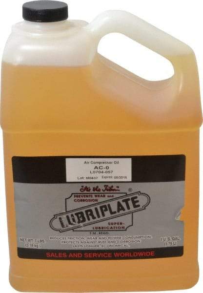 Lubriplate - 1 Gal Bottle, ISO 32, SAE 10, Air Compressor Oil - 137 Viscosity (SUS) at 100°F, 43 Viscosity (SUS) at 210°F, Series AC-0 - USA Tool & Supply