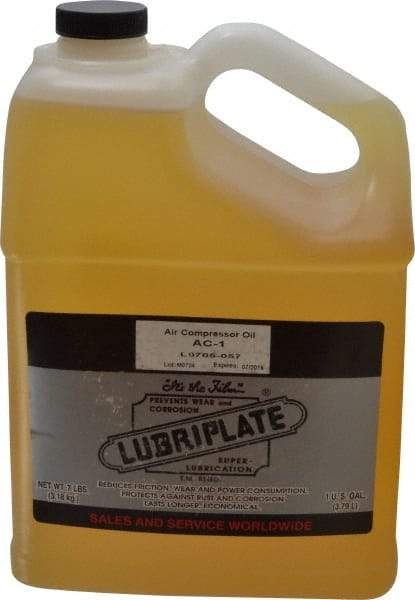 Lubriplate - 1 Gal Bottle, ISO 46, SAE 20, Air Compressor Oil - 196 Viscosity (SUS) at 100°F, 47 Viscosity (SUS) at 210°F, Series AC-1 - USA Tool & Supply