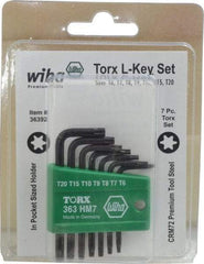 Wiha - 7 Piece T6 to T20 L-Key Short Arm Torx Key Set - T6, T7, T8, T9, T10, T15, T20 Torx Size - USA Tool & Supply