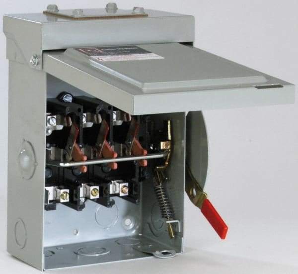 Eaton Cutler-Hammer - 200 Amp, 240 VAC, 3 Pole Fused Safety Switch - NEMA 1, 1 Phase, 15 hp at 240 VAC (Single Phase), 25 to 30 hp at 240 VAC (Triple Phase), 3PST Contact Form - USA Tool & Supply
