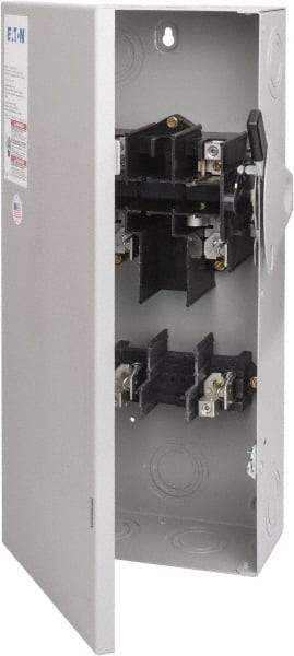 Eaton Cutler-Hammer - 100 Amp, 240 VAC, 2 Pole Fused Safety Switch - NEMA 1, 1 Phase, 7-1/2 to 15 hp at 240 VAC (Single Phase), 15 to 30 hp at 240 VAC (Triple Phase), DPST Contact Form - USA Tool & Supply