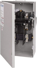 Eaton Cutler-Hammer - 60 Amp, 240 VAC, 2 Pole Fused Safety Switch - NEMA 3R, 3 Phase, 3 to 10 hp at 240 VAC (Single Phase), 7-1/2 to 15 hp at 240 VAC (Triple Phase), DPST Contact Form - USA Tool & Supply