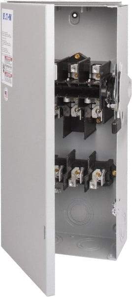 Eaton Cutler-Hammer - 100 Amp, 240 VAC, 3 Pole Fused Safety Switch - NEMA 3R, 3 Phase, 7-1/2 to 15 hp at 240 VAC (Single Phase), 15 to 30 hp at 240 VAC (Triple Phase), 3PST Contact Form - USA Tool & Supply