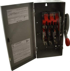 Eaton Cutler-Hammer - 60 Amp, 250 VDC, 480-600 VAC, 3 Pole Fused Safety Switch - NEMA 1, 1 Phase, 20 hp at 480 VAC, 25 hp at 600 VAC (Single Phase), 30 hp at 480 VAC, 50 hp at 600 VAC (Triple Phase), 3PST Contact Form - USA Tool & Supply