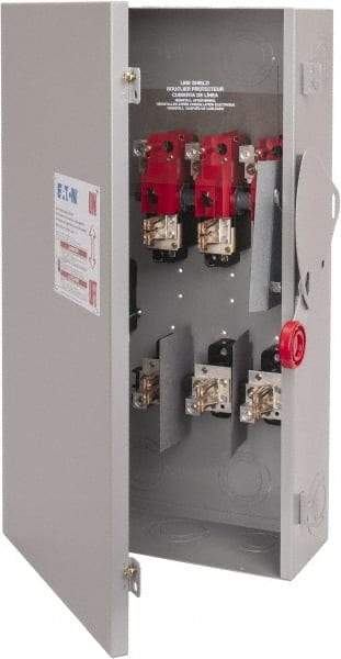 Eaton Cutler-Hammer - 200 Amp, 250 VDC, 480-600 VAC, 3 Pole Fused Safety Switch - NEMA 1, 1 Phase, 50 hp at 480/600 VAC (Single Phase), 125 hp at 480 VAC, 150 hp at 600 VAC (Triple Phase), 3PST Contact Form - USA Tool & Supply