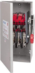 Eaton Cutler-Hammer - 60 Amp, 250 VDC, 480-600 VAC, 3 Pole Fused Safety Switch - NEMA 3R, 3 Phase, 20 hp at 480 VAC, 25 hp at 600 VAC (Single Phase), 30 hp at 480 VAC, 50 hp at 600 VAC (Triple Phase), 3PST Contact Form - USA Tool & Supply