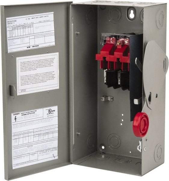 Eaton Cutler-Hammer - 60 Amp, 250 VDC, 480-600 VAC, 3 Pole Nonfused Safety Switch - NEMA 1, 1 Phase, 20 hp at 480 VAC, 25 hp at 600 VAC (Single Phase), 50 hp at 480 VAC, 60 hp at 600 VAC (Triple Phase), 3PST Contact Form - USA Tool & Supply