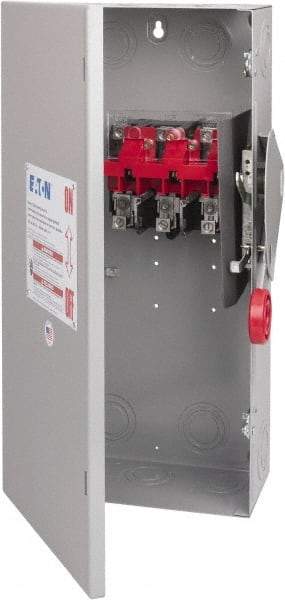 Eaton Cutler-Hammer - 100 Amp, 250 VDC, 480-600 VAC, 3 Pole Nonfused Safety Switch - NEMA 1, 1 Phase, 40 hp at 480 VAC, 50 hp at 600 VAC (Single Phase), 75 hp at 480 VAC, 100 hp at 600 VAC, 20 hp at 250 VDC (Triple Phase), 3PST Contact Form - USA Tool & Supply