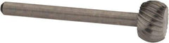 Made in USA - 3/8" Cut Diam, 1/8" Shank Diam, Flatted Ball Head Single Cut Burr - High Speed Steel, Flat End, 7/32" LOC, 1-1/2" OAL - USA Tool & Supply