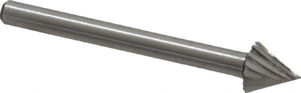 Made in USA - 1/4" Cut Diam, 1/8" Shank Diam, Cone Head Single Cut Burr - High Speed Steel, Point End, 1/4" LOC, 1-1/2" OAL - USA Tool & Supply
