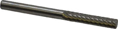 Made in USA - 1/8" Cut Diam, 1/8" Shank Diam, Cylinder Head Single Cut Burr - High Speed Steel, Flat End, 5/8" LOC, 1-1/2" OAL - USA Tool & Supply