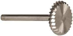 Made in USA - 5/8" Cut Diam, 1/8" Shank Diam, Wheel with Radius Head Single Cut Burr - High Speed Steel, 1/8" LOC, 1-1/2" OAL - USA Tool & Supply