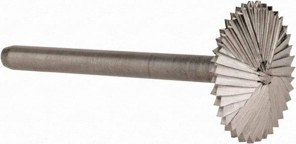 Made in USA - 5/8" Cut Diam, 1/8" Shank Diam, Double Angle Head Double Cut Burr - High Speed Steel, 1/8" LOC, 1-1/2" OAL - USA Tool & Supply