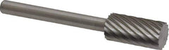 Made in USA - 1/4" Cut Diam, 1/8" Shank Diam, Cylinder Head Single Cut Burr - High Speed Steel, Flat End, 1/2" LOC, 1-1/2" OAL - USA Tool & Supply