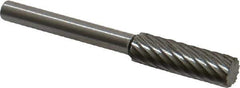Made in USA - 3/16" Cut Diam, 1/8" Shank Diam, Cylinder Head Single Cut Burr - High Speed Steel, Flat End, 5/8" LOC, 1-1/2" OAL - USA Tool & Supply
