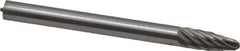 Made in USA - 1/8" Cut Diam, 1/8" Shank Diam, Tree with Radius Head Single Cut Burr - High Speed Steel, Radius End, 5/16" LOC, 1-1/2" OAL - USA Tool & Supply