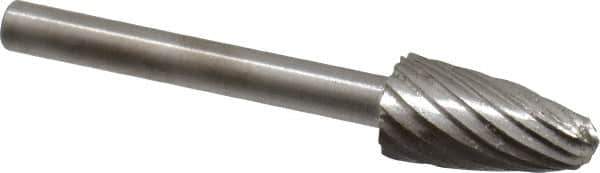 Made in USA - 1/4" Cut Diam, 1/8" Shank Diam, Tree with Radius Head Single Cut Burr - High Speed Steel, Radius End, 1/2" LOC, 1-1/2" OAL - USA Tool & Supply
