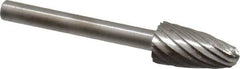 Made in USA - 1/4" Cut Diam, 1/8" Shank Diam, Tree with Radius Head Single Cut Burr - High Speed Steel, Radius End, 1/2" LOC, 1-1/2" OAL - USA Tool & Supply