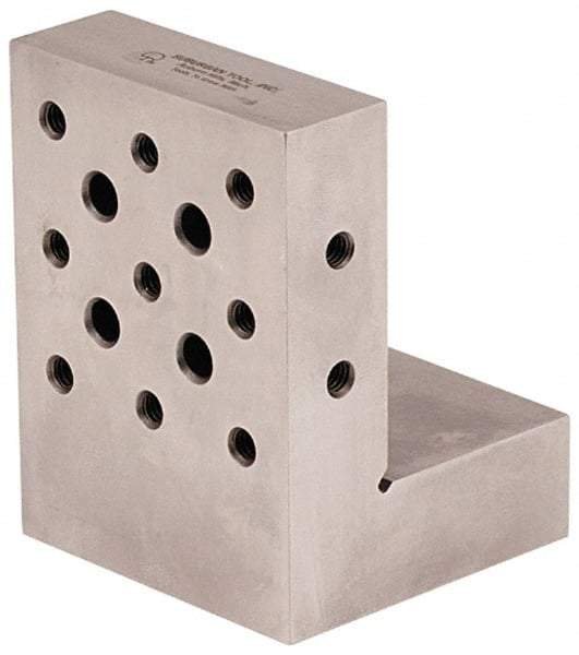 Suburban Tool - 3" Wide x 4" Deep x 3" High Steel Precision-Ground Angle Plate - Standard Plate, Machined Holes on Surface, Open End, 1" Thick, Pair of Plates - USA Tool & Supply