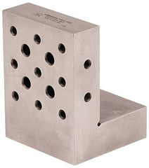 Suburban Tool - 3" Wide x 4" Deep x 3" High Steel Precision-Ground Angle Plate - Standard Plate, Machined Holes on Surface, Open End, 1" Thick, Pair of Plates - USA Tool & Supply