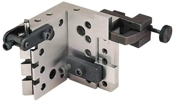 Suburban Tool - 4" Wide x 4" Deep x 4-1/2" High Steel Precision-Ground Angle Plate - V-Step Plate, Machined Holes on Surface, Open End, 1" Thick, Pair of Plates - USA Tool & Supply