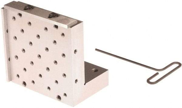 Suburban Tool - 6" Wide x 6" Deep x 4" High Steel Precision-Ground Angle Plate - Standard Plate, Machined Holes on Surface, Open End, 1-1/4" Thick, Pair of Plates - USA Tool & Supply