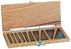 Suburban Tool - 0.25 to 30° Angle, 3 Inch Long, Steel, Angle Block Set - 1/4 Inch Thick, 0.0001 Inch Per Inch, 30 Arc Seconds Accuracy, Includes Fitted Wooden Case, 12 Pieces - USA Tool & Supply