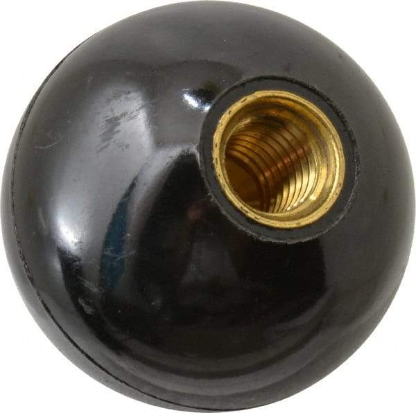 TE-CO - 1/2-13 Thread, 1-7/8" Diam, Plastic Ball Knob - Black, Plastic, Ball Grip, 5/8" Hole Depth - USA Tool & Supply