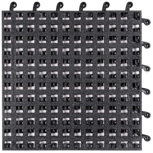 Wearwell - 18" Long x 18" Wide x 7/8" Thick, Anti-Fatigue Modular Matting Tiles - Male & Female, 4 Interlocking Sides, Black, For Dry & Wet Areas, Series 560 - USA Tool & Supply