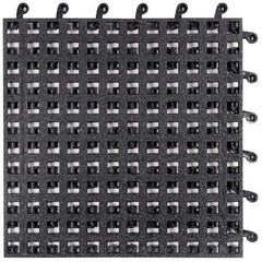 Wearwell - 18" Long x 18" Wide x 7/8" Thick, Anti-Fatigue Modular Matting Tiles - Male & Female, 4 Interlocking Sides, Black, For Dry & Wet Areas, Series 561 - USA Tool & Supply
