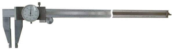 Value Collection - 0", 0.4" (Inside Range)" to 12" Range, 0.001" Graduation, 0.1" per Revolution, Dial Caliper - White Face, 4" Jaw Length - USA Tool & Supply