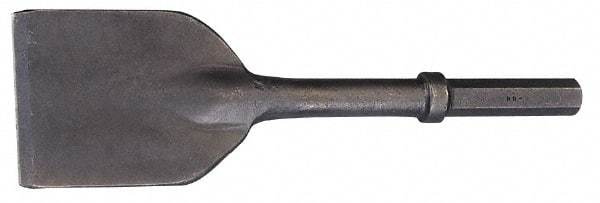 Made in USA - 5" Head Width, 11" OAL, 1-1/8" Shank Diam, Asphalt Cutter Chisel - Hex Drive, Hex Shank, Alloy Steel - USA Tool & Supply