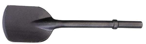 Made in USA - 5-1/2" Head Width, 22" OAL, 1-1/4" Shank Diam, Spade Chisel - Hex Drive, Hex Shank, Alloy Steel - USA Tool & Supply