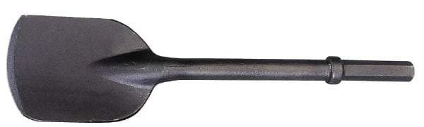Made in USA - 5-1/2" Head Width, 22" OAL, 1-1/8" Shank Diam, Spade Chisel - Hex Drive, Hex Shank, Alloy Steel - USA Tool & Supply