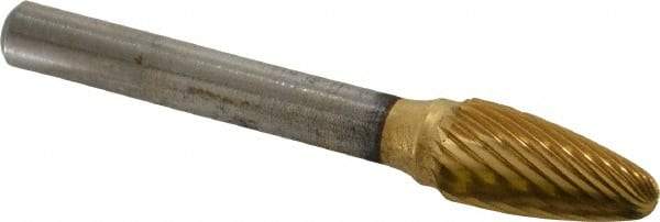 Atrax - 3/8" Cut Diam, 1/4" Shank Diam, Tree with Radius Head Single Cut Burr - Carbide, Radius End, 3/4" LOC, 2-3/4" OAL - USA Tool & Supply