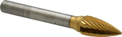 Atrax - 3/8" Cut Diam, 1/4" Shank Diam, Tree Head Single Cut Burr - Carbide, Point End, 3/4" LOC, 2-3/4" OAL - USA Tool & Supply