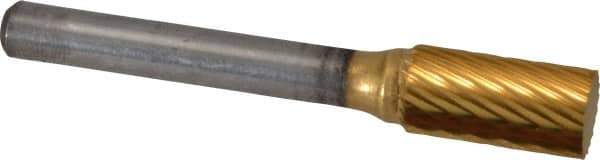 Atrax - 3/8" Cut Diam, 1/4" Shank Diam, Cylinder Head Single Cut Burr - Carbide, Flat End, 3/4" LOC, 2-3/4" OAL - USA Tool & Supply