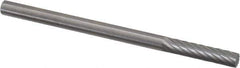 Made in USA - 1/8" Cut Diam, 9/16" Shank Diam, Cylinder Head Single Cut Burr - Carbide, Flat End, 9/16" LOC, 2" OAL - USA Tool & Supply