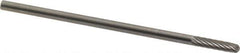 Made in USA - 1/8" Cut Diam, 1/8" Shank Diam, Cylinder with Radius Head Single Cut Burr - Carbide, Radius End, 9/16" LOC, 1-1/2" OAL - USA Tool & Supply