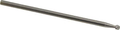 Made in USA - 1/8" Cut Diam, 1/8" Shank Diam, Ball Head Single Cut Burr - Carbide, Radius End, 1/8" LOC, 3" OAL - USA Tool & Supply
