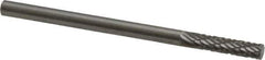 Made in USA - 1/8" Cut Diam, 1/8" Shank Diam, Cylinder Head Double Cut Burr - Carbide, Flat End, 3/16" LOC, 2" OAL - USA Tool & Supply