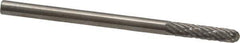 Made in USA - 1/8" Cut Diam, 1/8" Shank Diam, Cylinder with Radius Head Double Cut Burr - Carbide, Radius End, 9/16" LOC, 2" OAL - USA Tool & Supply